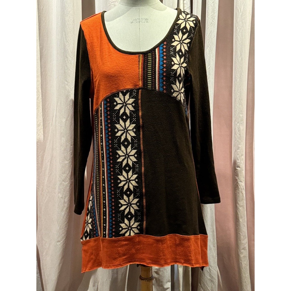 Sacred Threads Patchwork Knit Tunic/ Minidress Sw… - image 1